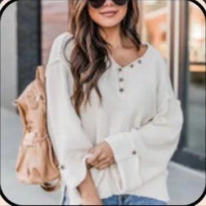 Realize Perfection Henley Beige Sweater